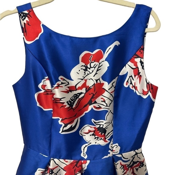 Floral Red White and Blue Prom Homecoming Dress Size Small - Picture 6 of 10
